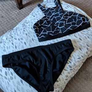 Nike Two Piece Bathing Suit, black and white